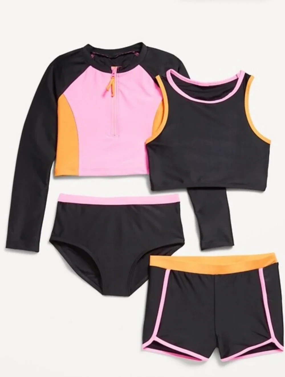 Old Navy 4 Piece Matching Tankini Girls Swim Set Size L (10-12)